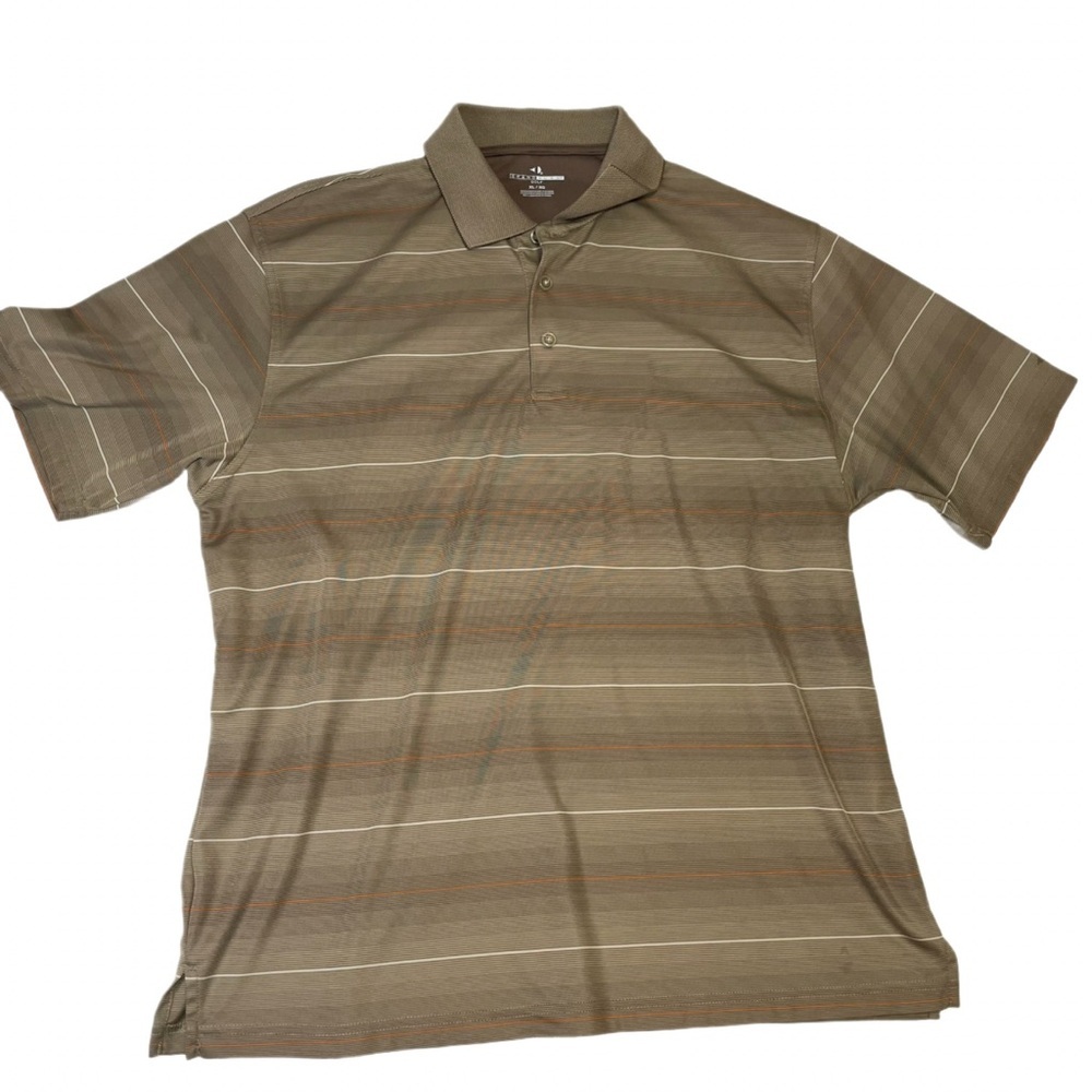Grand Slam Golf Performance Striped Polo Shirt Men's XL/XG Brown